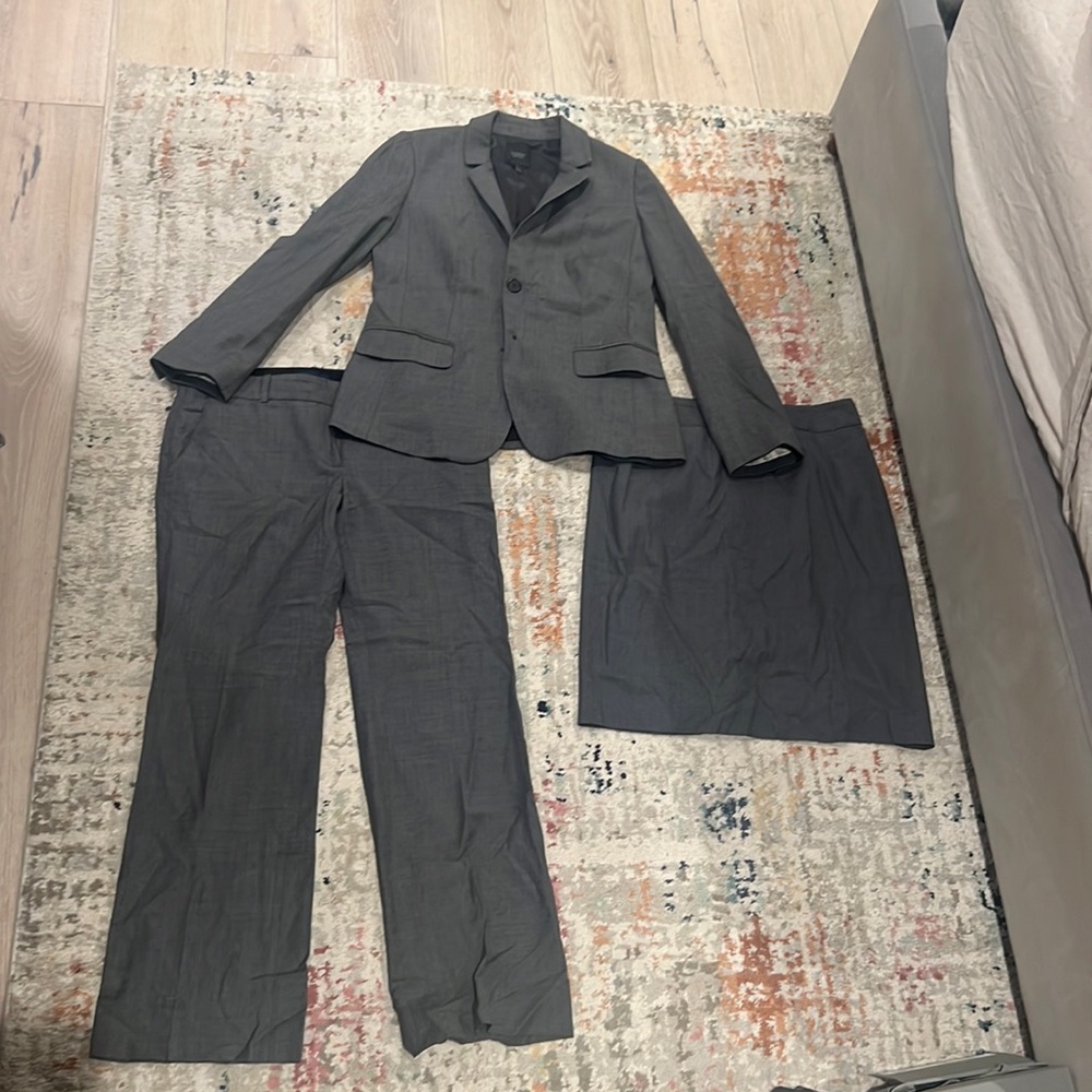J Crew 3-piece wool grey suit